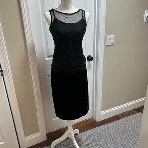 Ann Taylor Black Sheer Detail Dress